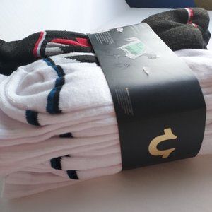 TRUE RELIGION Men's HALF CUSHION CREWS SOCKS, 8 Pack